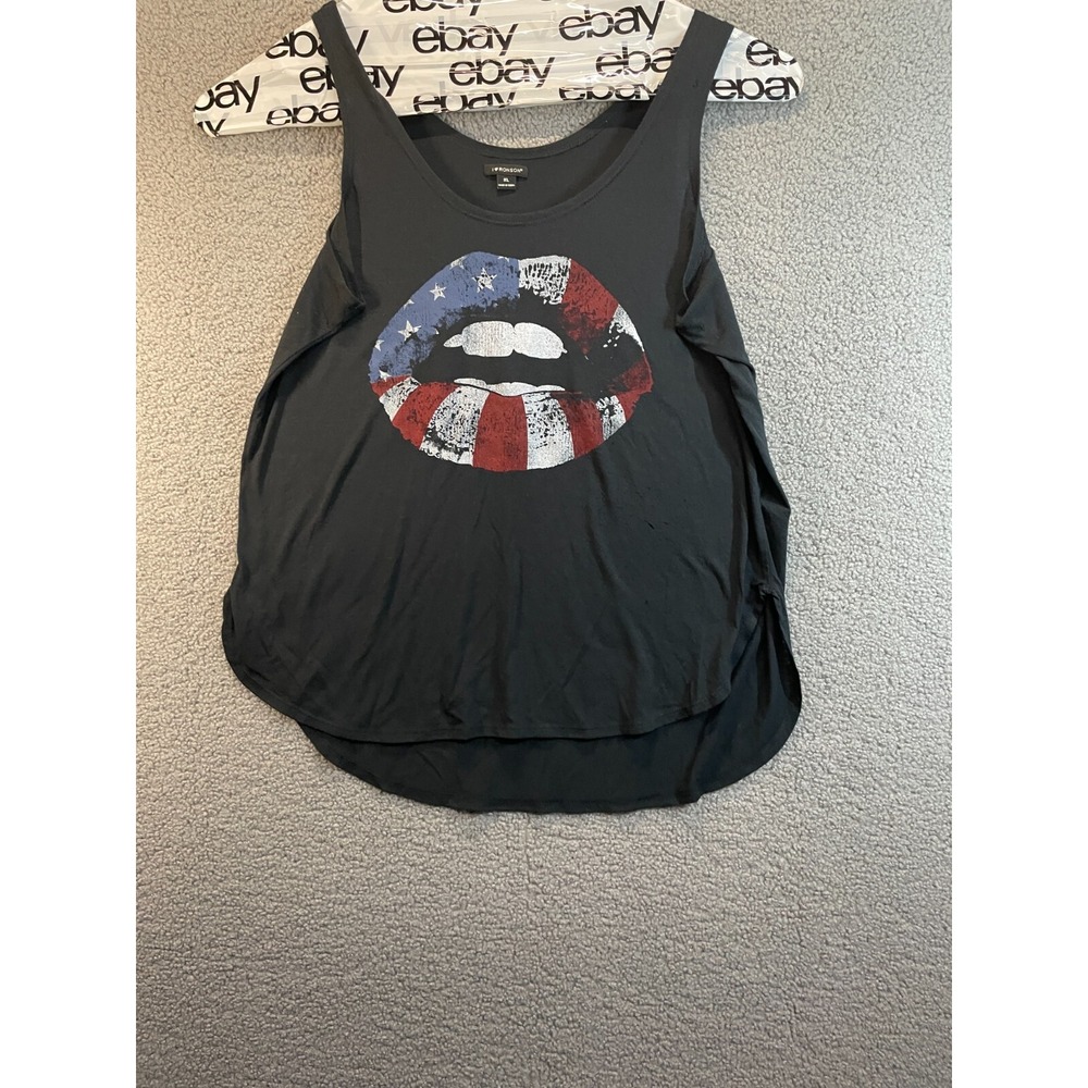 I Heart Ronson Women's Graphic Lips Tank Top Size XL Black